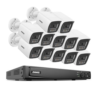 ANNKE 12MP Security Camera System, 16CH AI NVR Recorder with Human/Vehicle Detection, 12X 12MP UHD IP PoE Cams with Color Night Vision, Built-in Mic, Compatible with Alexa, IP67 Weatherproof, NO HDD