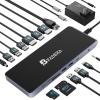 BFADEHA USB C Universal Docking Station for 3 Monitors, Power Adapter Attached - 14 in 1 Hub with HDMI*2, DisplayPort 4K60Hz, 10Gbps USB C/A, 1Gbps Ethernet, SD/TF, Audio&Mic, for MacBook/Dell/HP.etc view 1