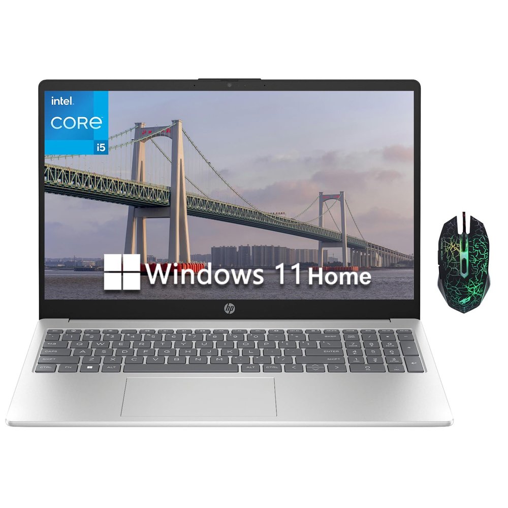 HP 15.6" HD Laptop, 13th Gen Intel Core i5-1334U Business Laptop, 16GB RAM, 1TB SSD, Iris Xe Graphics, Anti-Glare, Bluetooth, WiFi 6, HDMI, Silver, Windows 11 Home with Designed Mouse