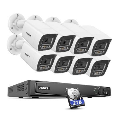 ANNKE 12MP Security Camera System, 16CH AI NVR Recorder with Human/Vehicle Detection, 8X 12MP UHD IP PoE Cams with Color Night Vision, Built-in Mic, Compatible with Alexa, IP67 Weatherproof, 2TB HDD