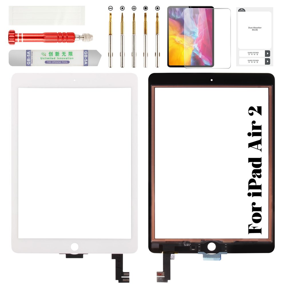 for iPad Air 2 Screen Repair Kit for iPad Air 2 Digitizer Replacement A1566 for iPad Air 2 Touch Screen Replacement A1567 Without Home Button White (Without LCD)