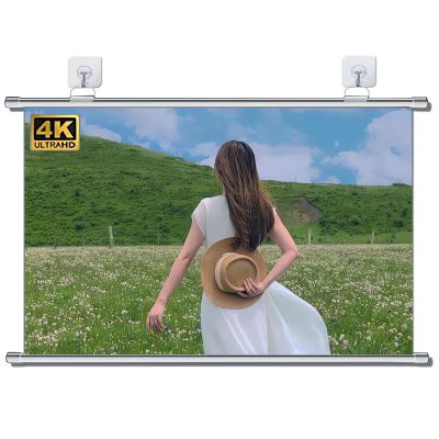 60inch Projection Screen Manual Pull-Down, 16:9 Projector Movies Screens, for Home Theater Backyard Party Movie Nights(White)