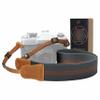 Padwa Lifestyle Green Brown Stripes Camera Strap - Double Layer Crazy Horse Cowhide End,1.5" Wide Pure Cotton Camera Straps,Adjustable Neck Shoulder Strap for All DSLR Cameras,Gift for Photographers view 1