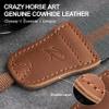 Padwa Lifestyle Green Brown Stripes Camera Strap - Double Layer Crazy Horse Cowhide End,1.5" Wide Pure Cotton Camera Straps,Adjustable Neck Shoulder Strap for All DSLR Cameras,Gift for Photographers view 2
