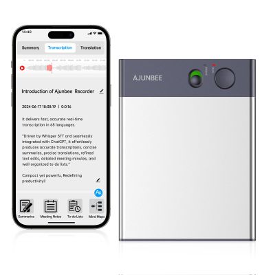 Ai Voice Recorder, Note Transcriber to Text with Chatgpt, App Control, Support 68 Languages, 64GB Ai Note Taker for Lectures, Meetings, Phone Calls, Magnetic (Gray)