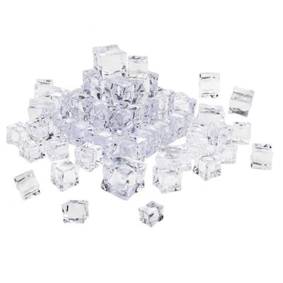 Luxshiny 80Pcs 20mm Artificial Acrylic Ice Cubes for Photography and Kitchen Decoration Fake Ice Cubes Realistic Shape for Parties and Events