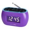 HANNLOMAX HX-161CR Portable PLL FM Radio Alarm Clock, LCD Display with Dimmer Function, 7 Colors RGB Night Light, USB Port for 1A Charging, Telescopic Antenna, AC/DC Operation only. (Purple) view 1