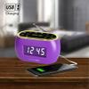 HANNLOMAX HX-161CR Portable PLL FM Radio Alarm Clock, LCD Display with Dimmer Function, 7 Colors RGB Night Light, USB Port for 1A Charging, Telescopic Antenna, AC/DC Operation only. (Purple) view 4