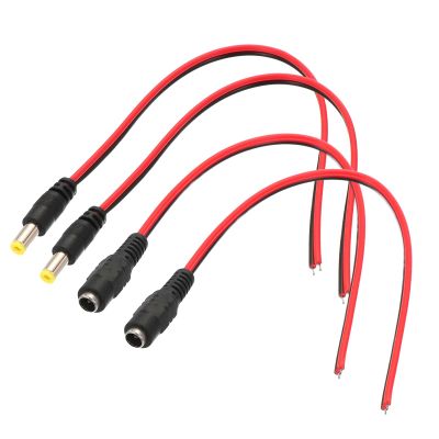 PATIKIL DC Power Cable 9.8 Inch, 2 Pairs 5.5mm x 2.1mm Male and Female Pigtail Barrel Plug Connector Cable for CCTV Security Camera Lighting Power Adapter, Black