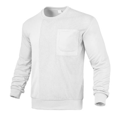 FMCHICO Zippered Hooded Sweatshirt Men Men's Crewneck Sweatshirts Soild Color Texture Long Sleeve Casual Pullover Shirt with Pocket White