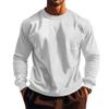 FMCHICO Zippered Hooded Sweatshirt Men Men's Crewneck Sweatshirts Soild Color Texture Long Sleeve Casual Pullover Shirt with Pocket White view 3