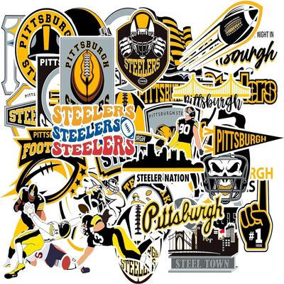 35PCS Pittsburgh Stickers Pack Steeler  Pennsylvania Football and Rugby Decals for Water Bottle, Laptop, Car, Helmet, Scrapbook  Waterproof Vinyl Pittsburgh Gifts for Kids Teens Adults Fans