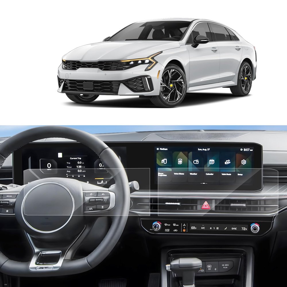 SKTU 4PCS for 2025 2026 Kia K5 Accessories Screen Protector 12.3 Inch for 2025+ Kia K5 (LXS/GT-Line/GT/EX) Navigation& Instrument Screen [Ultra Clear, Anti-Glare&Scratch] Kia K5 2025 2026 Accessories