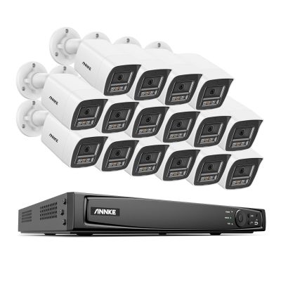 ANNKE 12MP Security Camera System, 16CH AI NVR Recorder with Human/Vehicle Detection, 16X 12MP UHD IP PoE Cams with Color Night Vision, Built-in Mic, Compatible with Alexa, IP67 Weatherproof, NO HDD