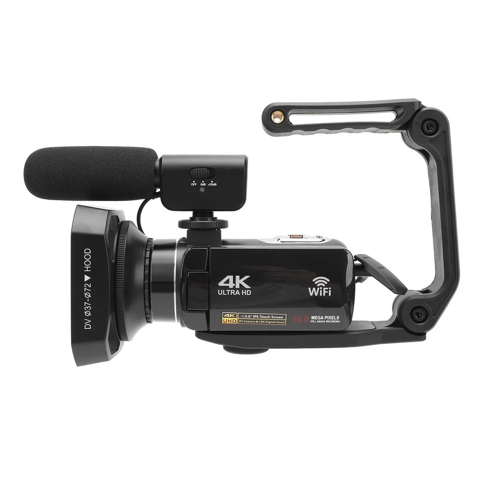 Zopsc 4K Video Camera, 56MP HD 3in Digital Camera with Microphone, Wide Angle Lens Stabiliser VCR