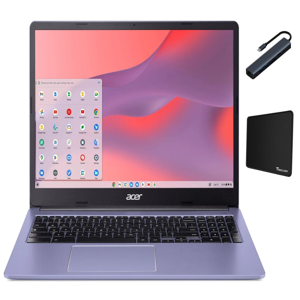 acer Chromebook 315 15.6 inch Laptop, Intel Processor N4500, 1.1 GHz, 4GB RAM, 64GB eMMC, Chrome OS, Proctective Sleeve Included, Moonstone Purple with TGY Accessories