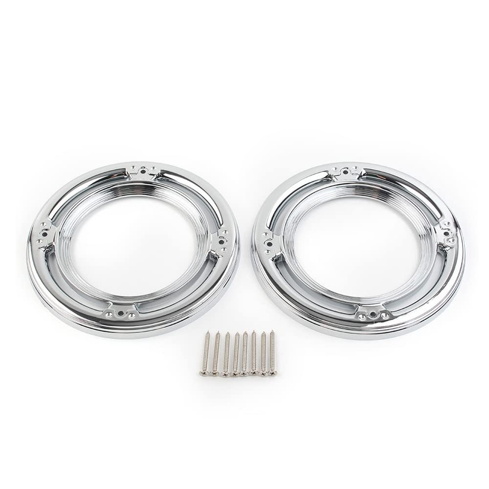 Bacar 1 Pair Motorcycle Chrome Rear Speaker Grill Cover, Flame Speaker Grill Accent Trim Cover for Harley for Touring Electra Glide, Street Glides, Trikes, Road Glide