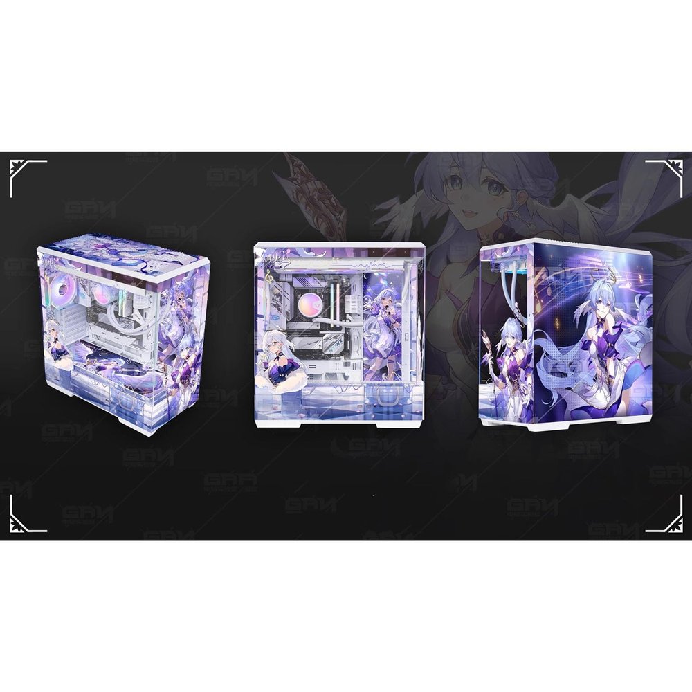 Computer Cases, Mid-Tower PC Gaming Case ATX/M-ATX/ITX - Front I/O TPYE-C Port - Tempered Glass- 10 Fan Installation Position - Includes 2 LED Light Boards