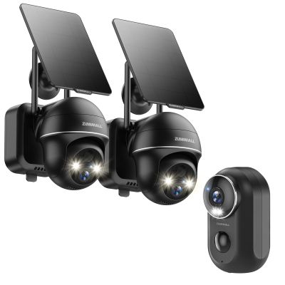 ZUMIMALLSolar Security Cameras Wireless Outdoor with 360 PTZ,2K Cameras for Home Security, Outdoor/Indoor Camera Battery Powered, 2.4G WiFi, Magnetic Mount
