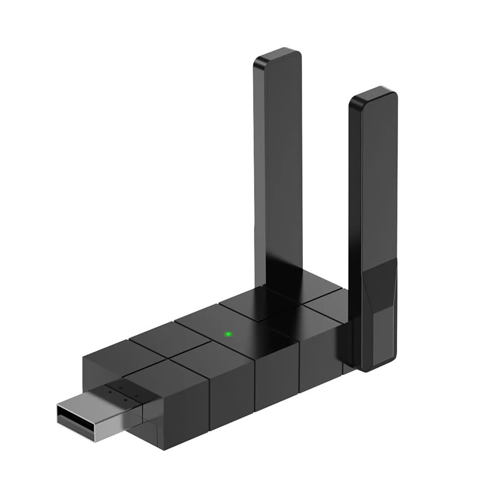 WiFi Adapter for Desktop PC, Wireless Adapter Wide-Coverage Dual Band 2.4GHz 400Mbps and 5GHz 867Mbps, USB 2.0, Dual High Gain Antenna, Supports Windows 10/11, Plug and Play 1300Mbps