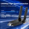 WiFi Adapter for Desktop PC, Wireless Adapter Wide-Coverage Dual Band 2.4GHz 400Mbps and 5GHz 867Mbps, USB 2.0, Dual High Gain Antenna, Supports Windows 10/11, Plug and Play 1300Mbps view 2