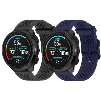 Compatible with SUUNTO OCEAN bands, 20mm, 22mm Silicone band with Metal Buckle Compatible with SUUNTO OCEAN, RACE, RACE S, VERTICAL, 9 PEAK, 9 PEAK PRO, 5 Peak, 3 Smartwatch (2 Pack-Black+Blue, 22mm size band)