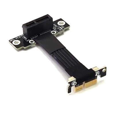 5cm Dual 90 Degree PCI-E X1 Riser Cable PCIe 4.0 x1 to x1 Extension Cable Card Ribbon Extender Gen4 16G/BPS