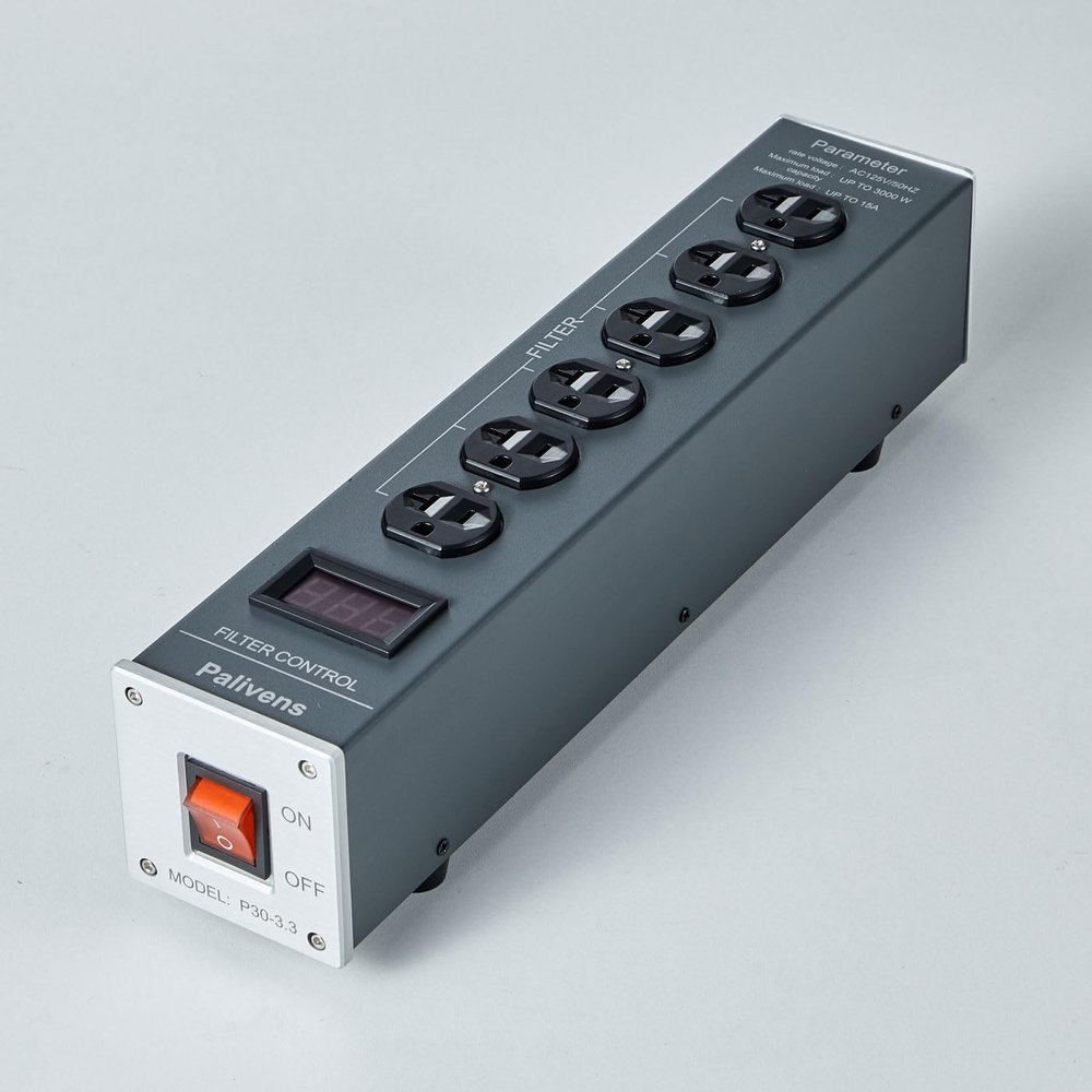 Pailvens AC Power Filter Power Conditioner with Display, 4 Ways Power Socket, Line Conditioner Power Purifier, Power Conditioner Audio Suitable for HiFi CD Player, TV, Grey