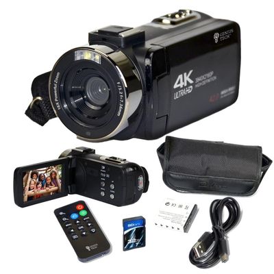 Genius Tech 4K Camera Camcorder 42MP Video Recorder Camera Support Vlogging YouTube TikTok Digital Camcorder with 3" LCD Screen,18X Digital Zoom for Adults Kids Teens Beginners