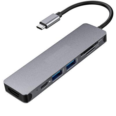 7-in-1 USB C to 4K HDMI Adapter PD Port HDTV Adapter Compatible with Samsung Galaxy Tab S7/S8/S9 Plus 12.4", Charger Port MicroSD Slot TV Video Hub Type-C Projector Converter