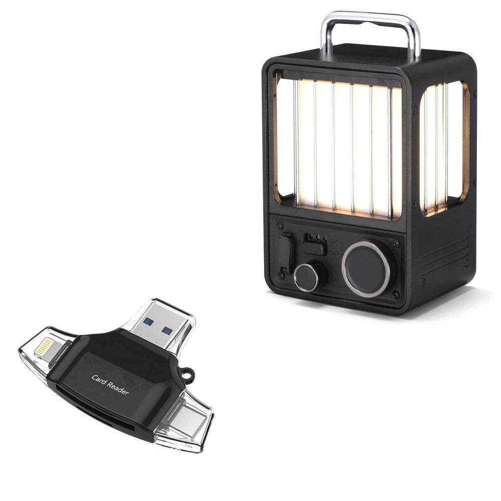 BoxWave Smart Gadget Compatible with Flextail LED Vila Lantern - AllReader SD Card Reader, microSD Card Reader SD Compact USB - Jet Black