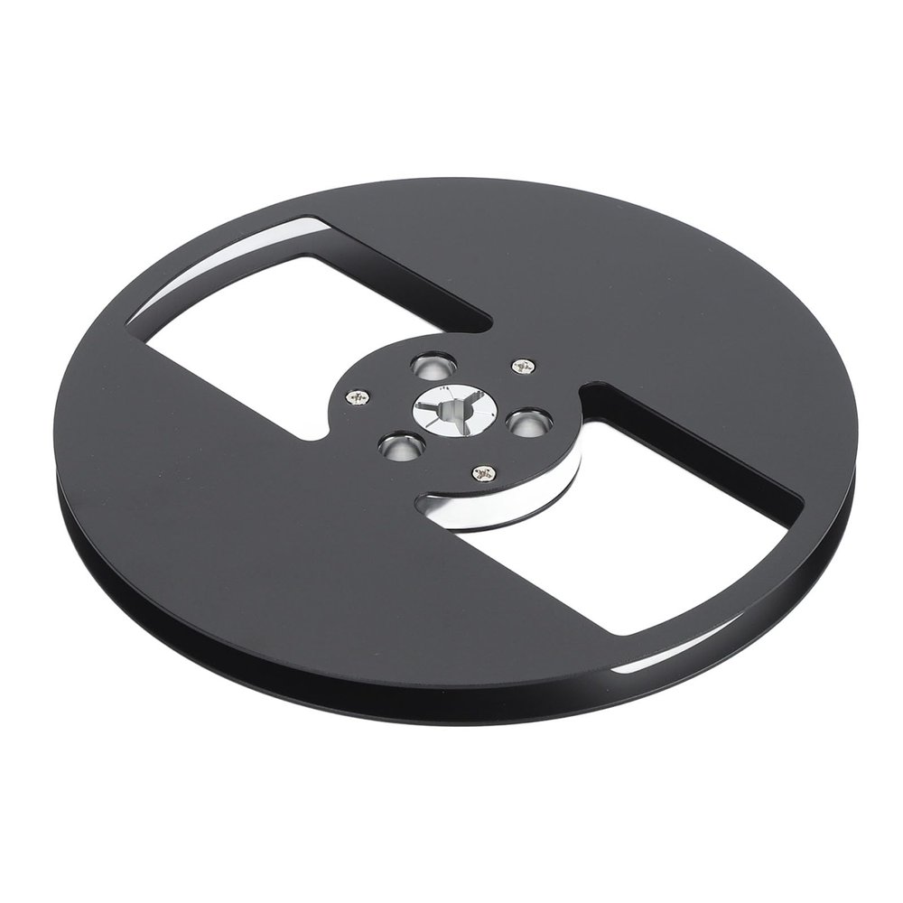 7 inch 1/4 Empty Take Up Reel to Reel Hub, 1/4 7 Inch Nab Aluminum Metal Reel Audio Tape 2 Holes Empty Tape Reel for Recording Open Reel Takeup Reel Machine (Black)