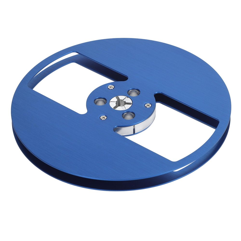 7 inch 1/4 Empty Take Up Reel to Reel Hub, 1/4 7 Inch Nab Aluminum Metal Reel Audio Tape 2 Holes Empty Tape Reel for Recording Open Reel Takeup Reel Machine (Blue)