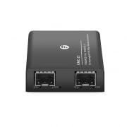 Mini Unmanaged 1x 10GBase-X to 1x 10GBase-X 2SFP+ Converter, 0 to 50C | DC 5-12V | LEDs | Plug-and-Play