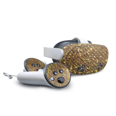 Carbon Fiber VR Skin Compatible with Meta Quest 3S - Gold Dazzle - Premium 3M Vinyl Protective Wrap Decal Cover - Easy to Apply | Crafted in The USA by MightySkins