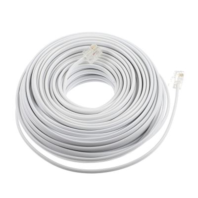 MERRYHAPY 20m Telephone Extension Cord Durable Pin Landline Phone Cable for Home Office Use Easy Installation Compatible with Modems and Fax Machines