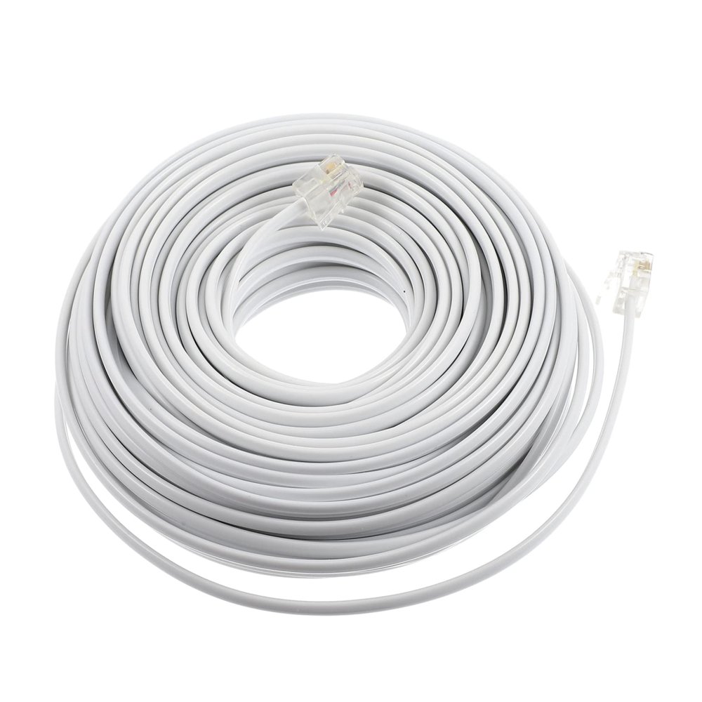MERRYHAPY 20m Telephone Extension Cord Durable Pin Landline Phone Cable for Home Office Use Easy Installation Compatible with Modems and Fax Machines