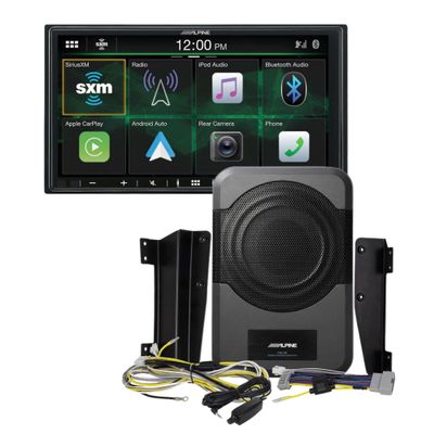 Alpine i407-WRA-JK 7" Apple CarPlay/Android Auto Car Stereo & Alpine PWE-S8-WRA Under-Seat Amplified Subwoofer Bundle for 2007-2023 Jeep Wrangler - Premium Sound Upgrade Kit