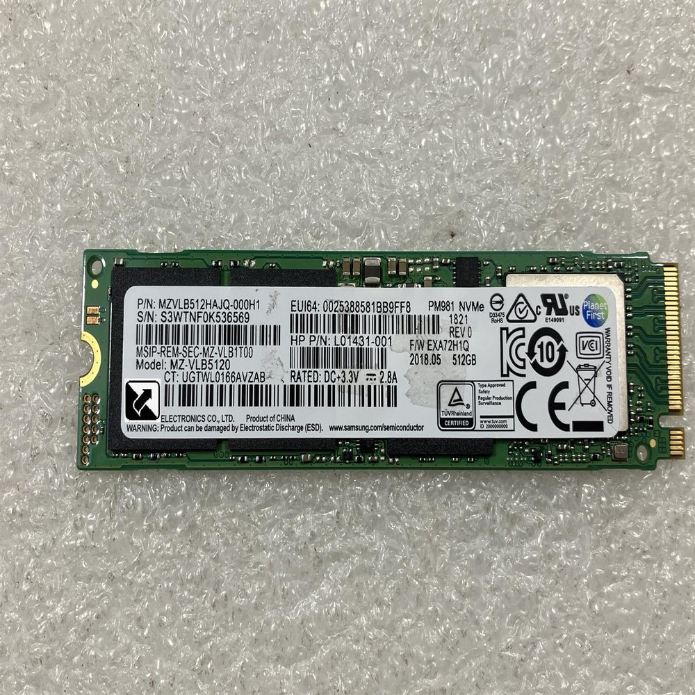 for Samsung L17852-001 MZVLB512HAJQ PM981 NVMe Solid State Drive SSD 512GB M.2