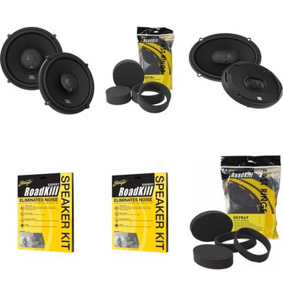 JBL STADIUM62F 6 1/2" Coax and STADIUM962M 6x9 Coax with 2-RKXSK Roadkill Speaker Sound Deadening Kit 2-Peice: 1.7sq-ft Total (10 x 12) and 2 Sets Fast Rings