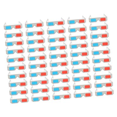 HOMSFOU 50pcs Stereoscopic Glasses Anaglyph Movie Glasses Red Blue for Camping Traveling Cinema