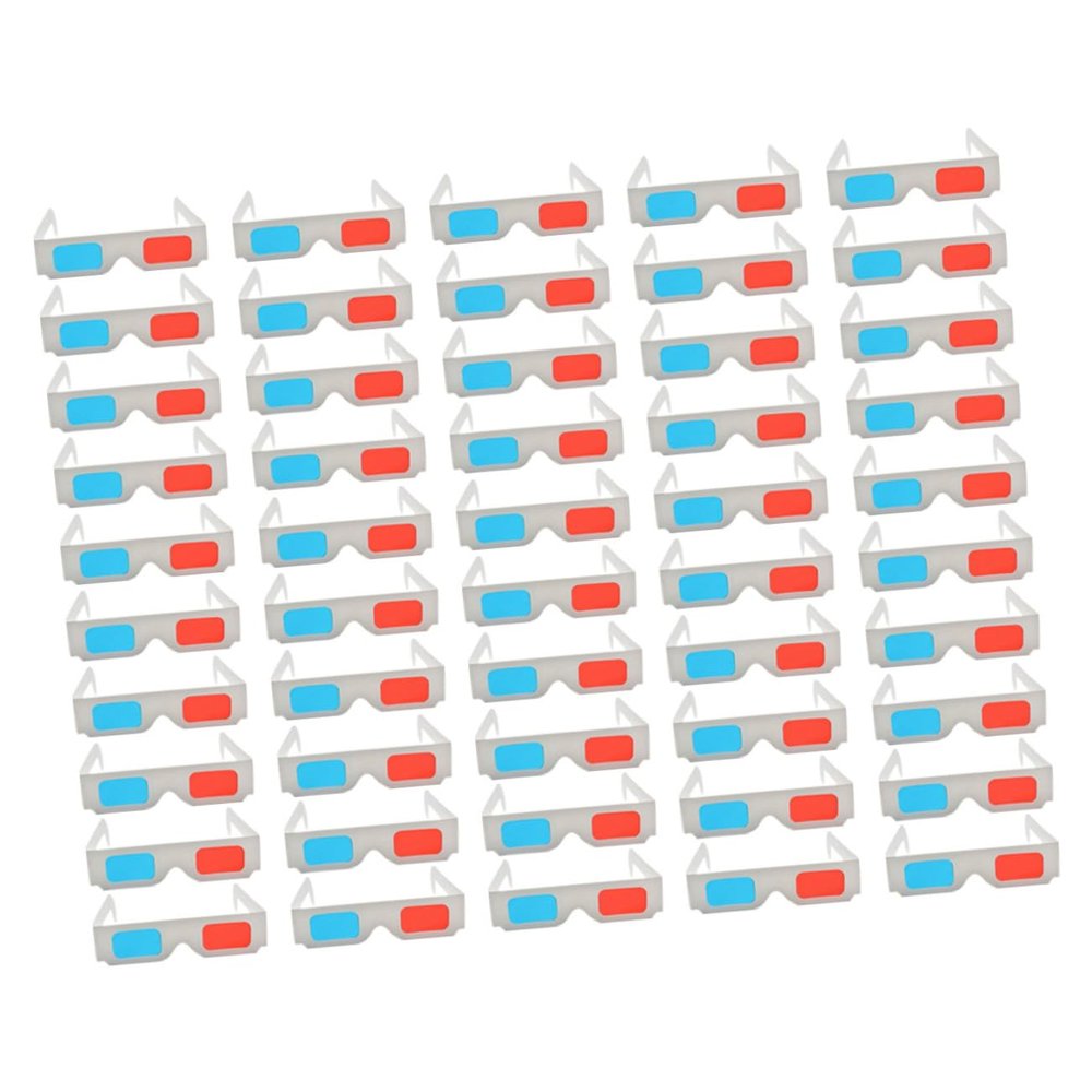 HOMSFOU 50pcs Stereoscopic Glasses Anaglyph Movie Glasses Red Blue for Camping Traveling Cinema