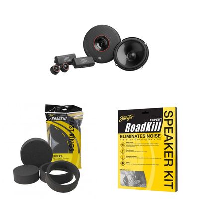 JBL CLUB-64C Club Series 6.5" Component Speakers, Pair with RKXSK Roadkill Speaker Sound Deadening Kit 2-Peice: 1.7sq-ft Total (10 x 12) and RKFR6 Fast Rings 6" & 6.5"