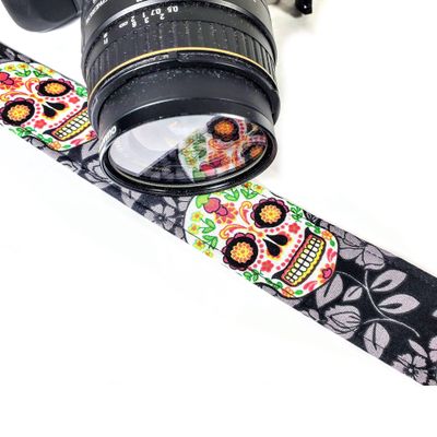 Sugar Skull Camera Strap, Mexican Skull Camera Strap Universal DSLR Neck & Shoulder Strap, Photography Accessory, Gift for Men & Women