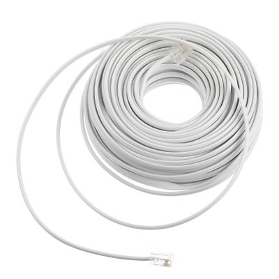 Yardenfun 20m Core Plug Telephone Cable Flat Extension Cord for Landline Phone Replacement Wire for Desk Office