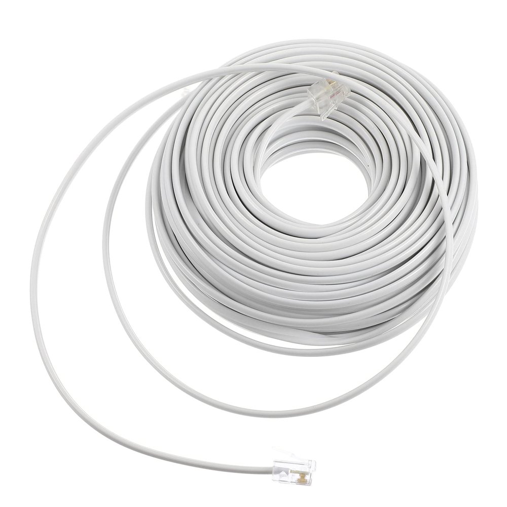Yardenfun 20m Core Plug Telephone Cable Flat Extension Cord for Landline Phone Replacement Wire for Desk Office