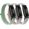 3 Pack Nylon Band Compatible with Fitbit Inspire 3 Bands Women Men, Soft Loop Straps Replacement Wristband for Fitbit Inspire 3 Smartwatch (PinkSand/Seashell/Green) view 1