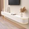 Bubinblau Floating TV Stand, Wall-Mounted TV Cabinet, Floating Shelves with Drawers and Door, Media Console Shelves, for Living Room Storage,White,140cm view 1
