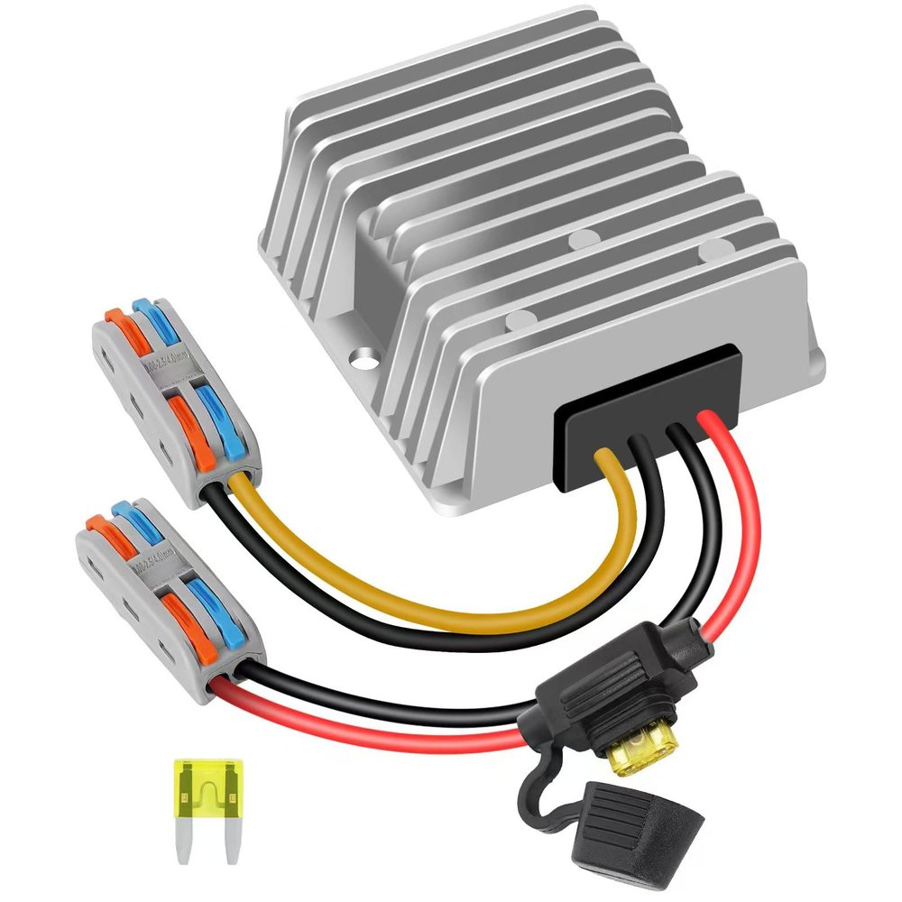 12V 20A 240W with Fuse 36V 48V to 12V Voltage Converter, Buck Converter Voltage Reducer, Waterproof DC Converter Module for Golf carts, Scooters, LED Lights (Input Voltage 18V-60V)