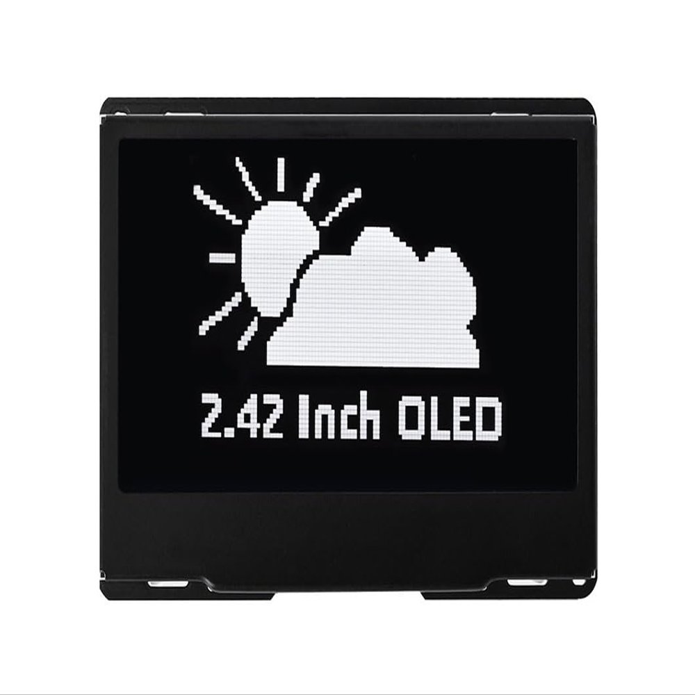 2.42inch OLED Display Module - 128x64 Resolution, SPI/I2C Communication, Compatible with Raspberry Pi, Arduino, SSD1309 Driver Chip with Metal Case (White)